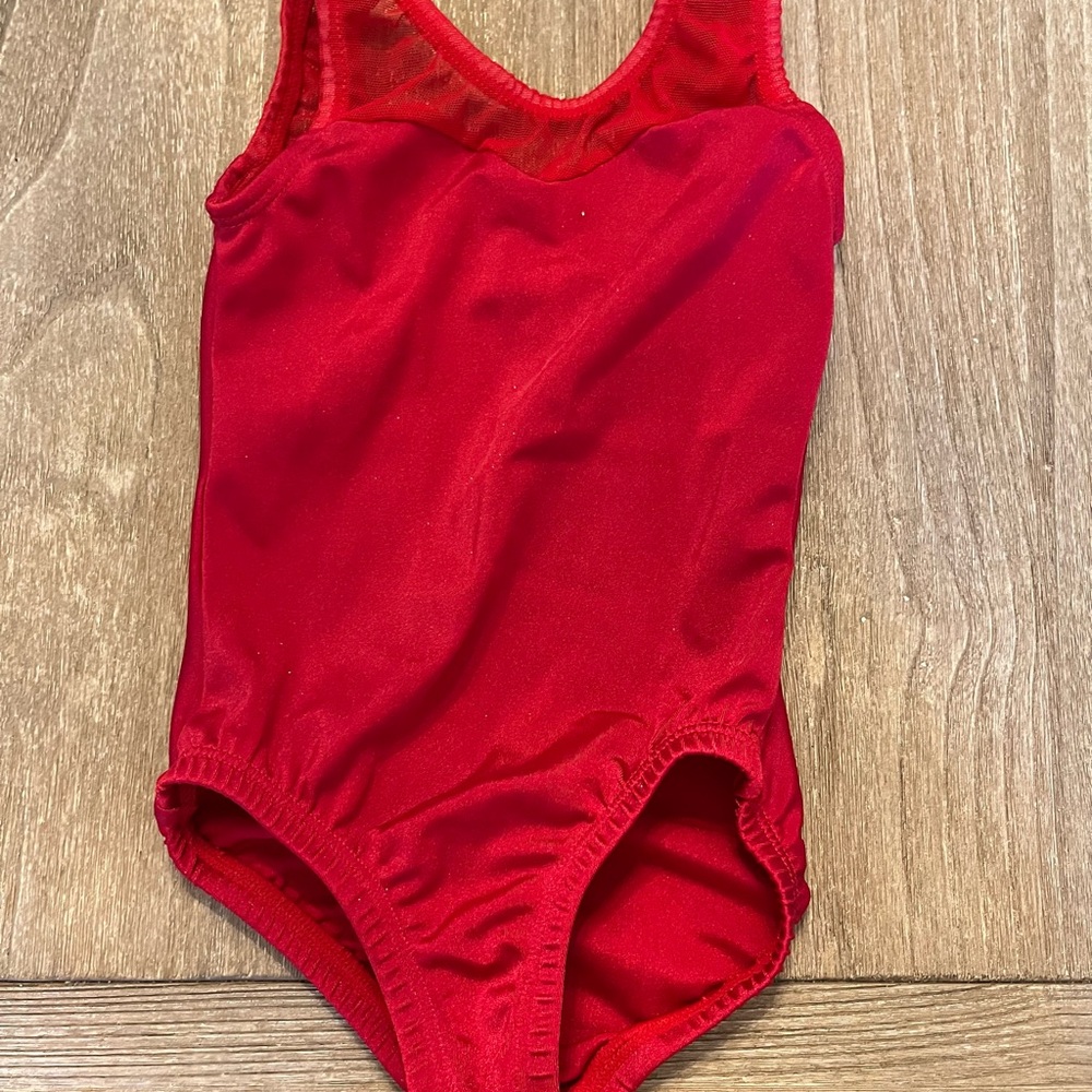 Garland activewear dance gymnastics leotard girls size XS (2) Red glitter